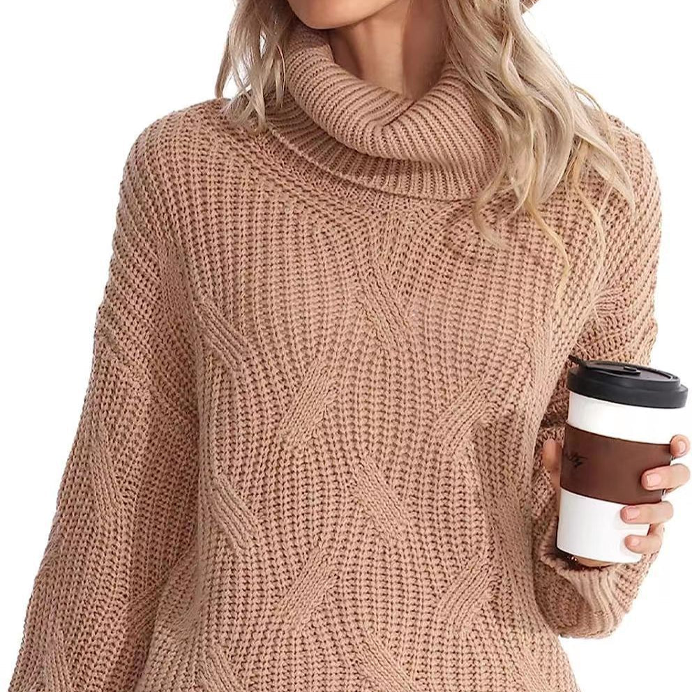 Studio Harvyn | Women - Cable Pattern Knitted Jumper - High Collar