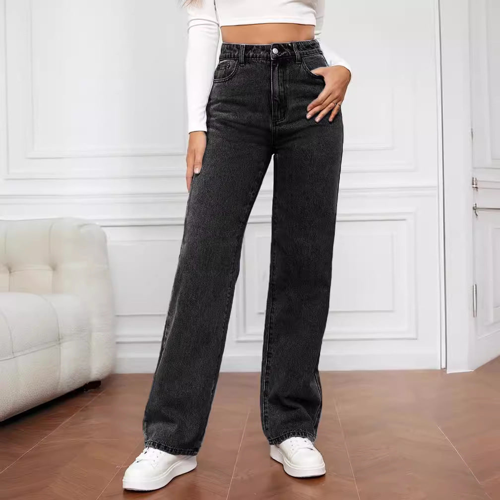 Studio Harvyn | Women – High Waist Straight Leg Jeans - Classic Denim