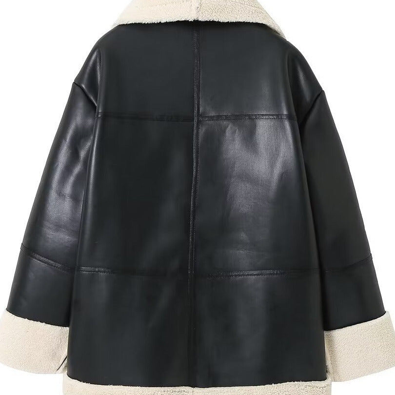 Studio Harvyn | Women - Faux Leather Jacket - Fleece Lining