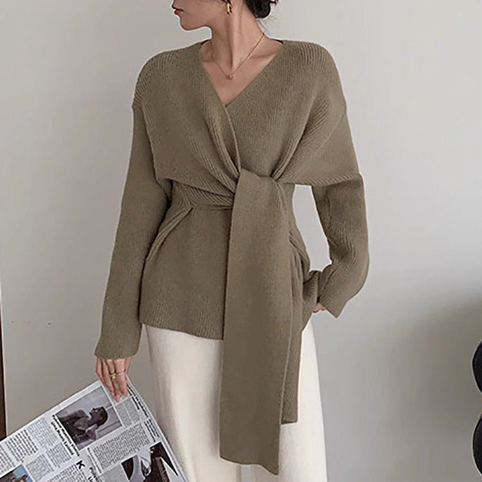 Studio Harvyn | Women - Casual Wrap Jumper - Trendy Tie Ribbons