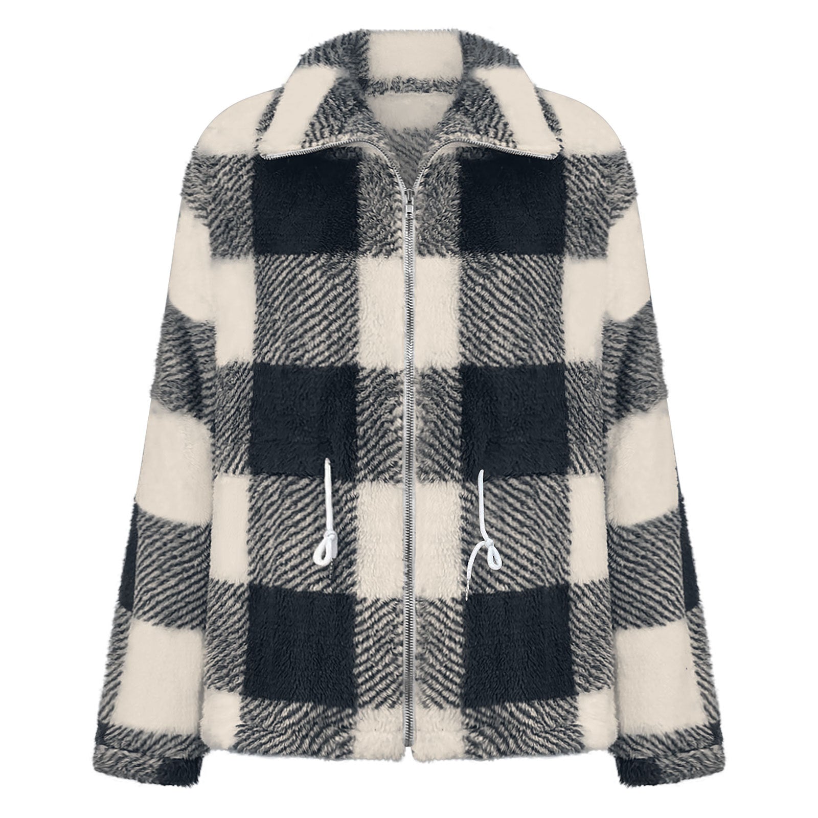 Studio Harvyn | Women -  Checked Plush Jacket with Zip Closure