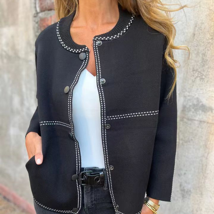 Studio Harvyn | Women - Elegant Button Cardigan - Neckline Details