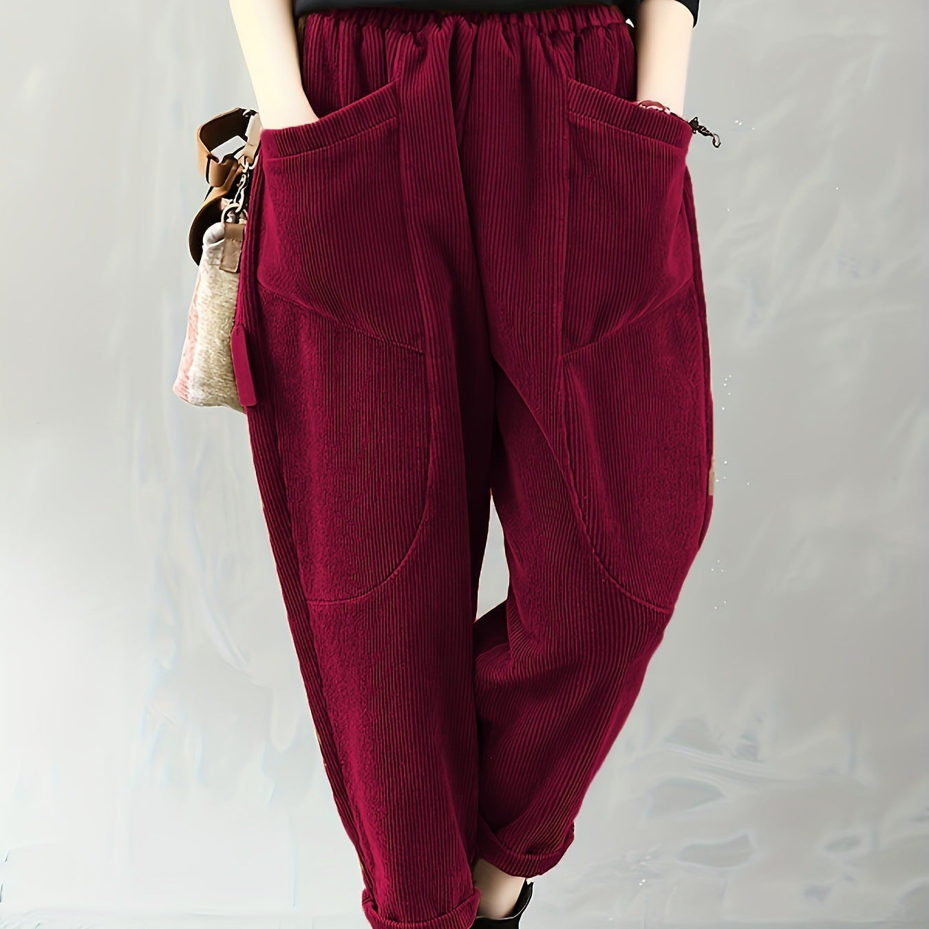 Studio Harvyn | Women - Loose Fit Corduroy Trousers with Pockets