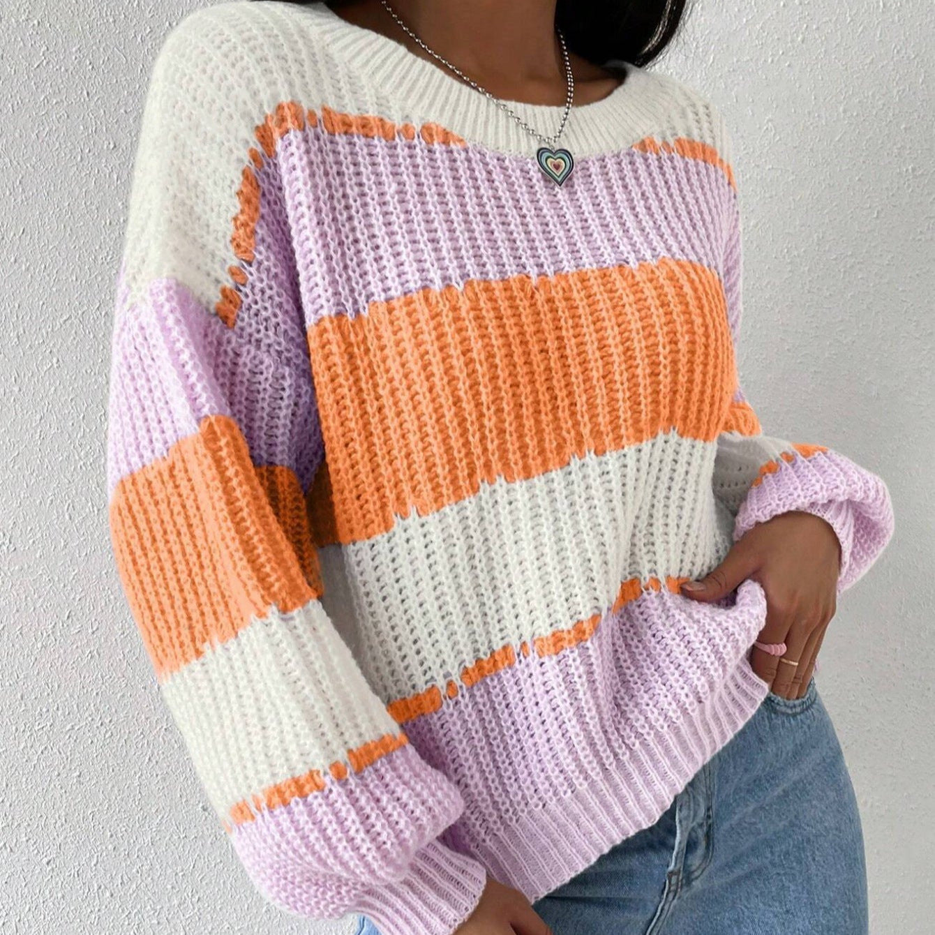 Studio Harvyn | Women – Long Sleeves Knit Striped Jumper - Crew Neck