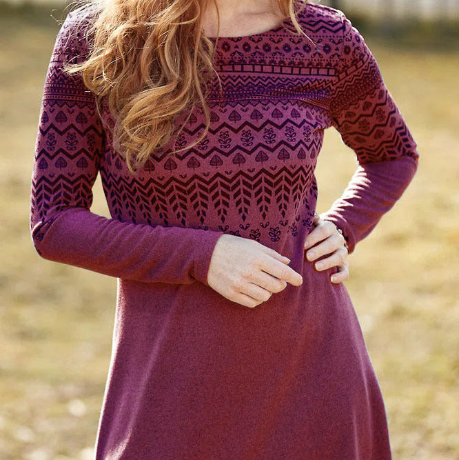 Studio Harvyn | Women - Long Sleeve Ethnic Print Dress - Brushed Fabric