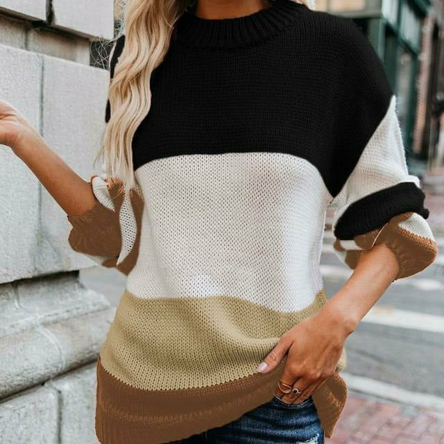 Studio Harvyn | Women - Striped Knit Jumper - Double Stitch Style