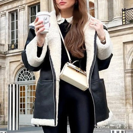 Studio Harvyn | Women - Faux Leather Jacket - Fleece Lining