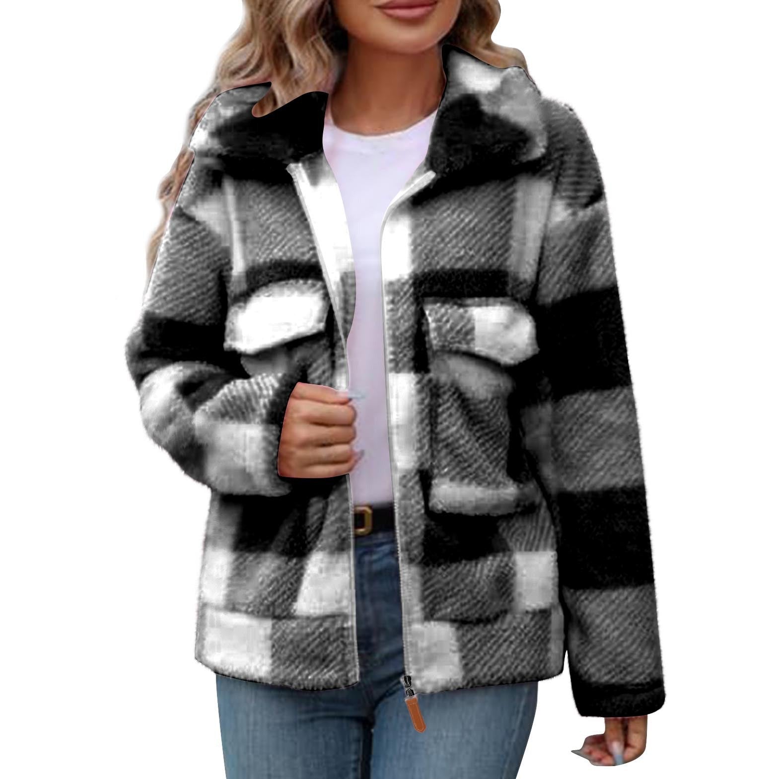 Studio Harvyn | Women - Fleece Jacket - Check Pattern