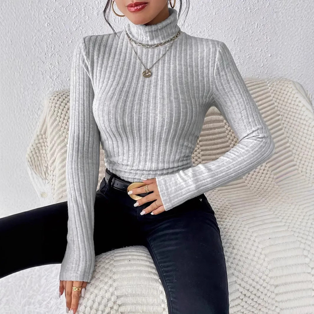 Studio Harvyn | Women - Long Sleeve Turtleneck Jumper - Fine Rib Knit Design