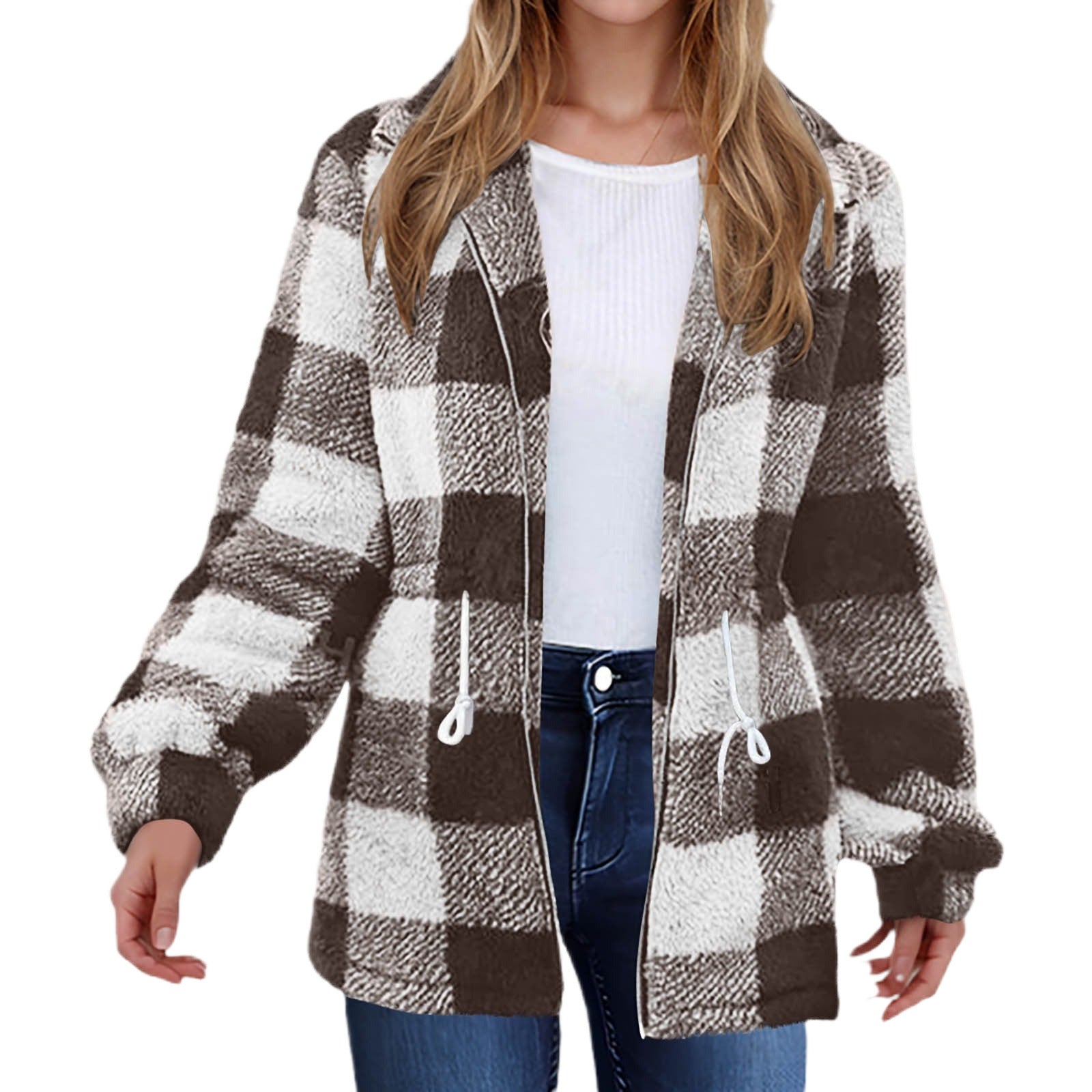 Studio Harvyn | Women -  Checked Plush Jacket with Zip Closure