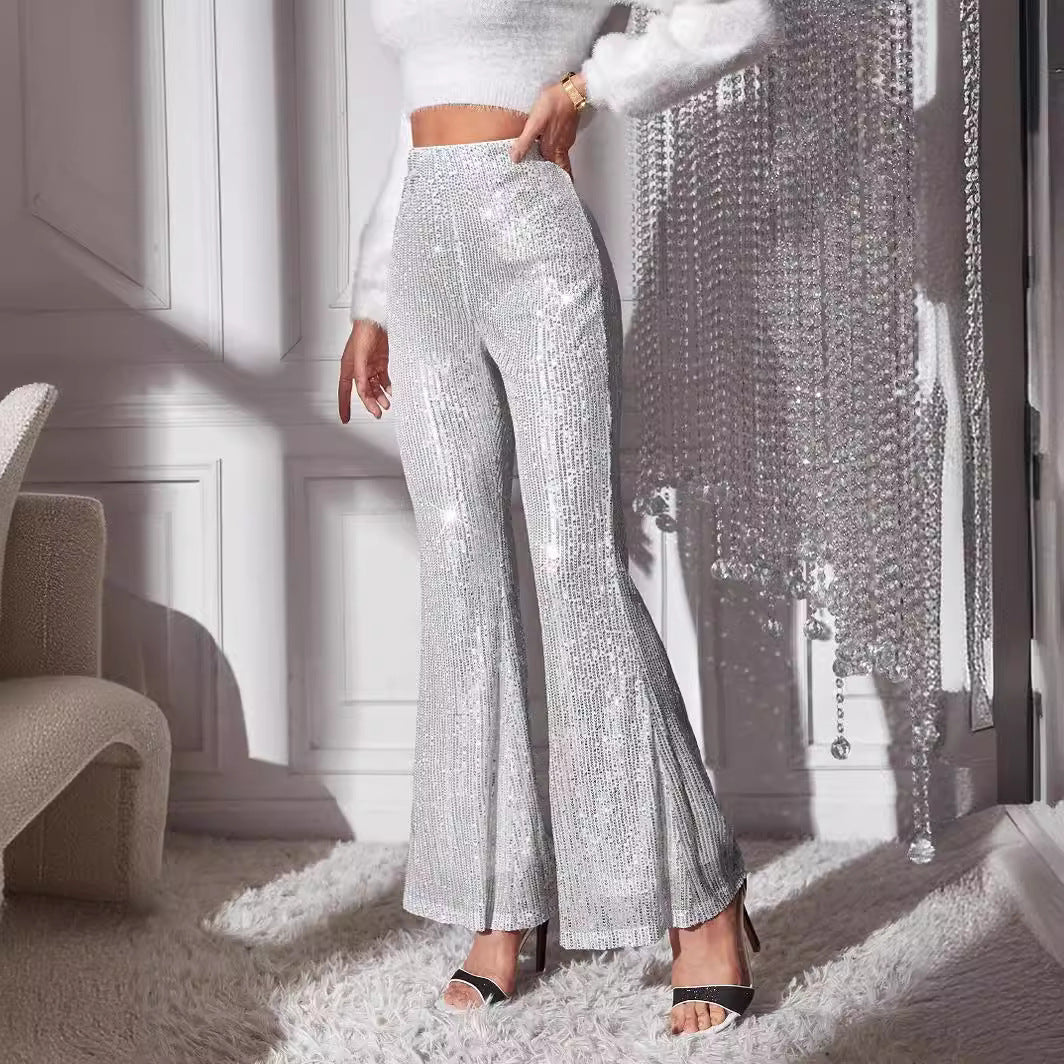 Studio Harvyn | Women - Elegant High-Waisted Trousers with Glitter Details