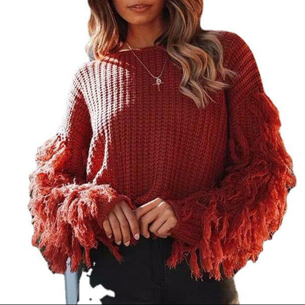 Studio Harvyn | Women - Cosy Knitted Jumper - Fringed Sleeves