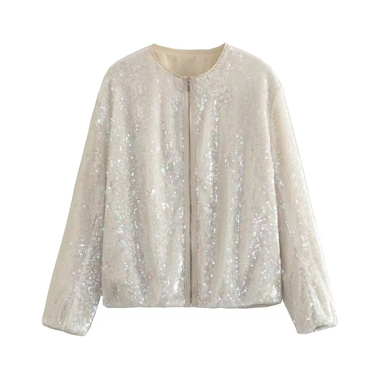 Studio Harvyn | Women - Stand Collar Sequin Jacket - Zip Front