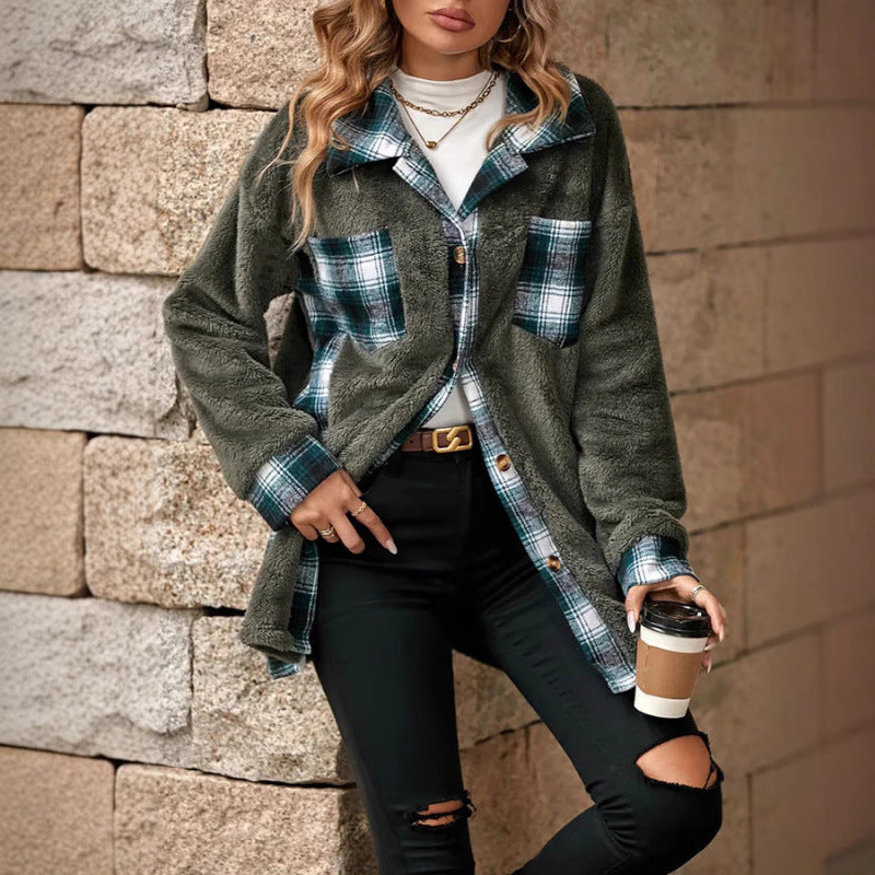 Studio Harvyn | Women- Fleece Shirt Jacket - Checked Lined