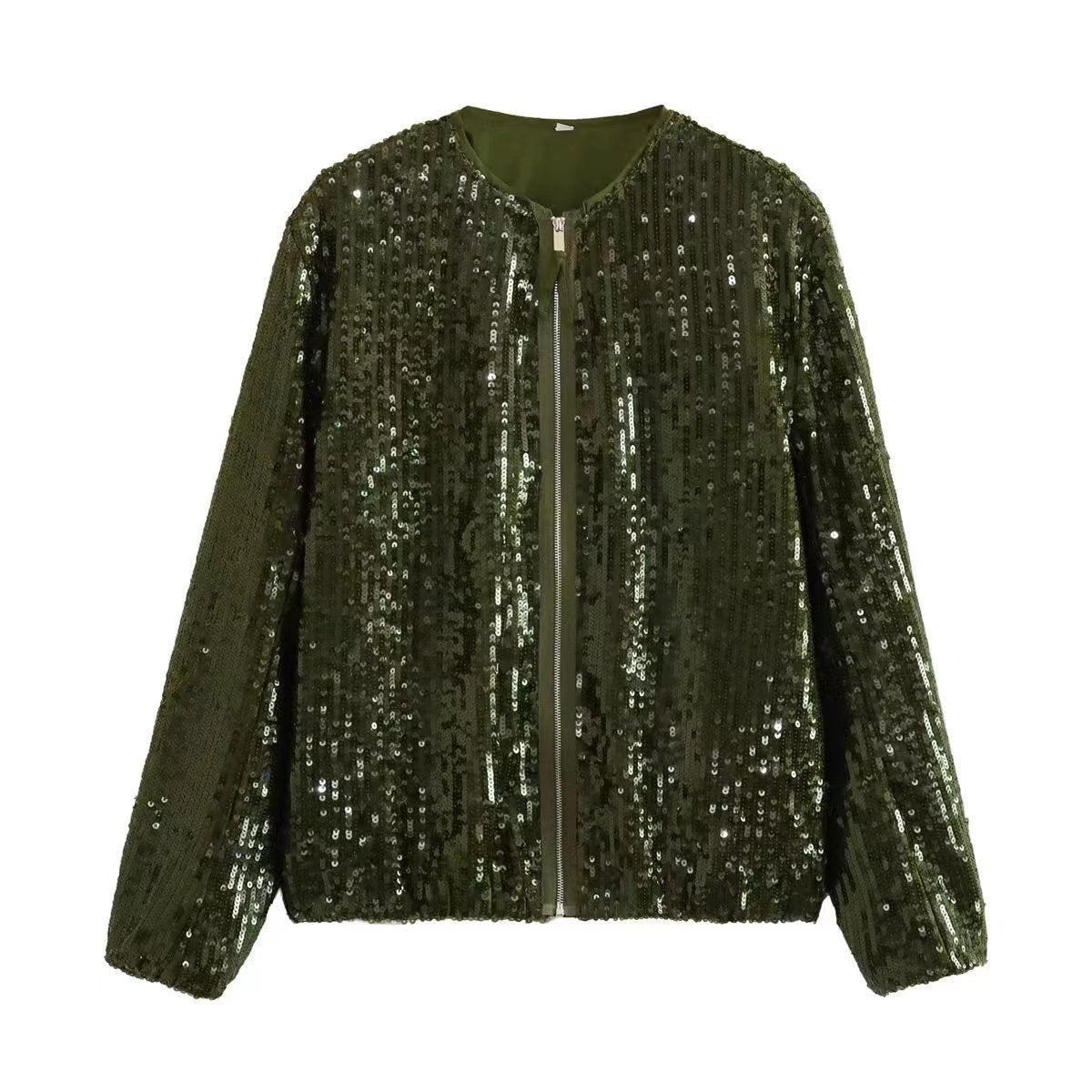 Studio Harvyn | Women - Stand Collar Sequin Jacket - Zip Front