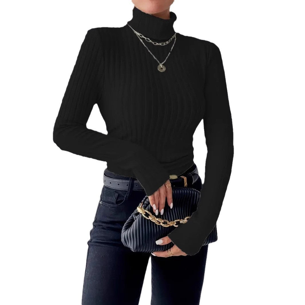Studio Harvyn | Women - Long Sleeve Turtleneck Jumper - Fine Rib Knit Design