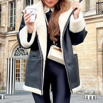 Studio Harvyn | Women - Faux Leather Jacket - Fleece Lining