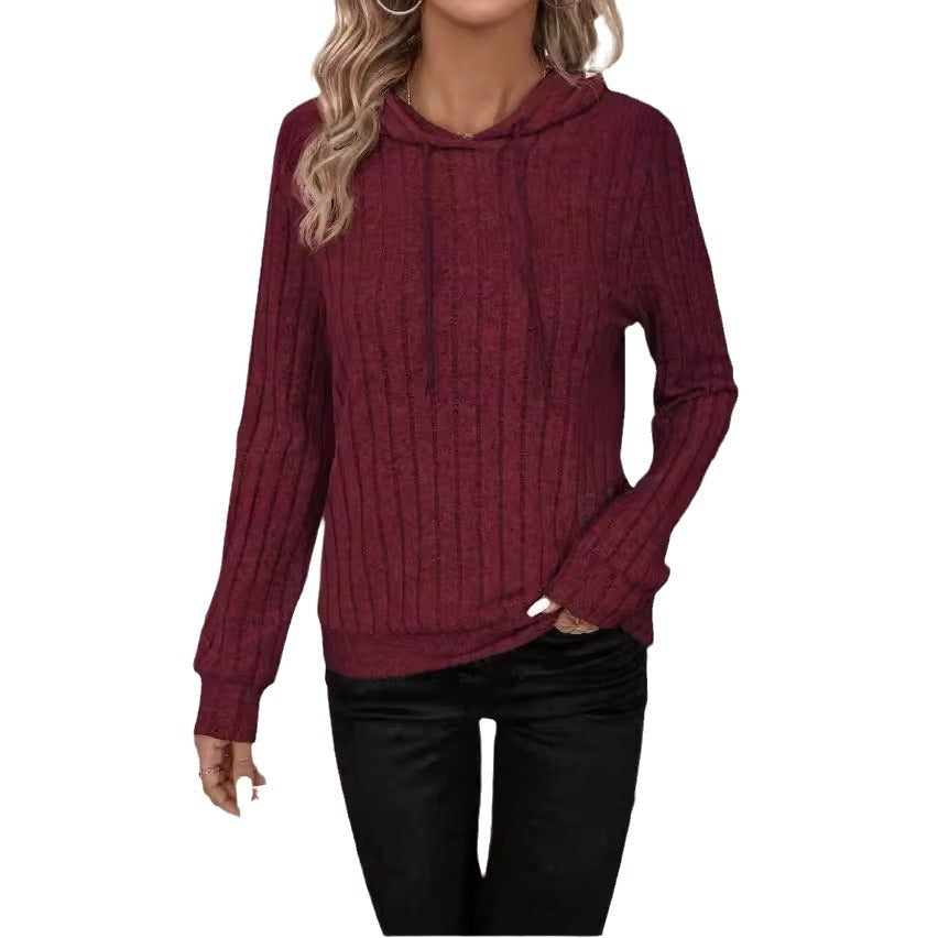 Studio Harvyn | Women - Ribbed Design Fleece Hoodie - Cosy Style