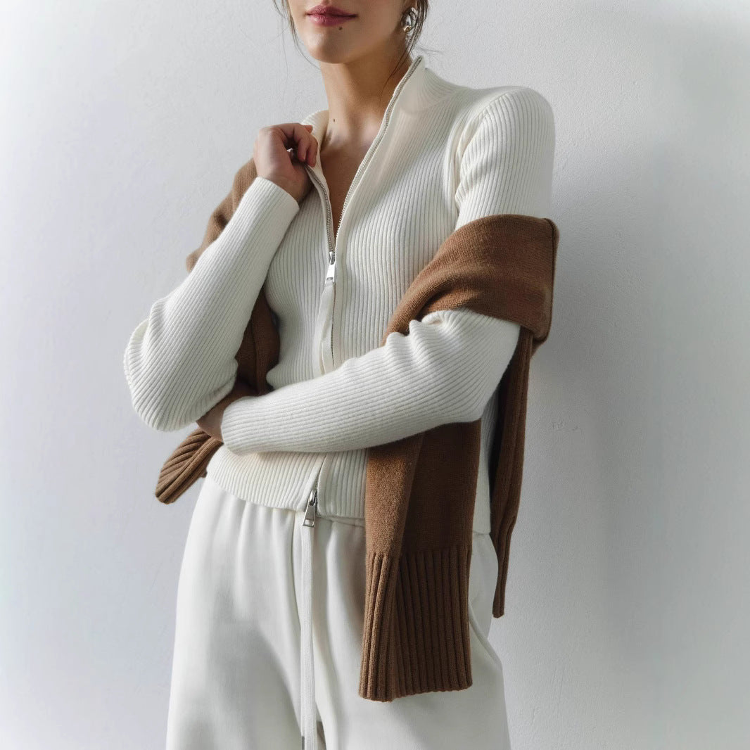 Studio Harvyn | Women - Knitted High Collar Zip Jumper