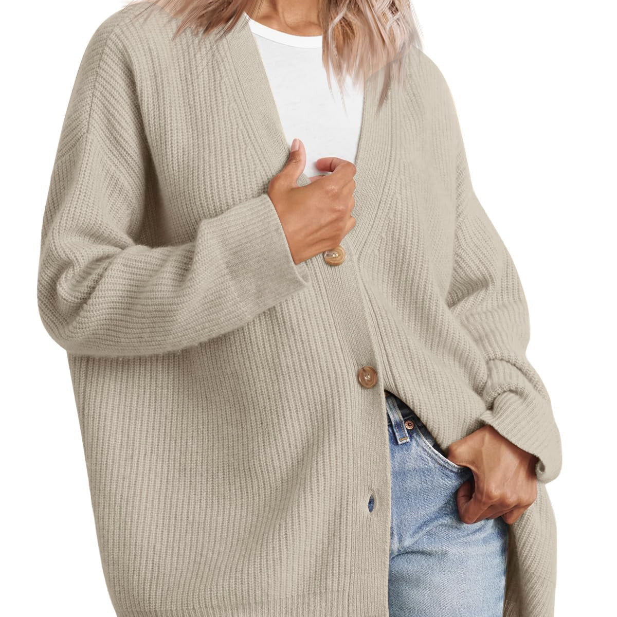 Studio Harvyn | Women – Striped Button-Up Knit Cardigan - Relaxed Fit
