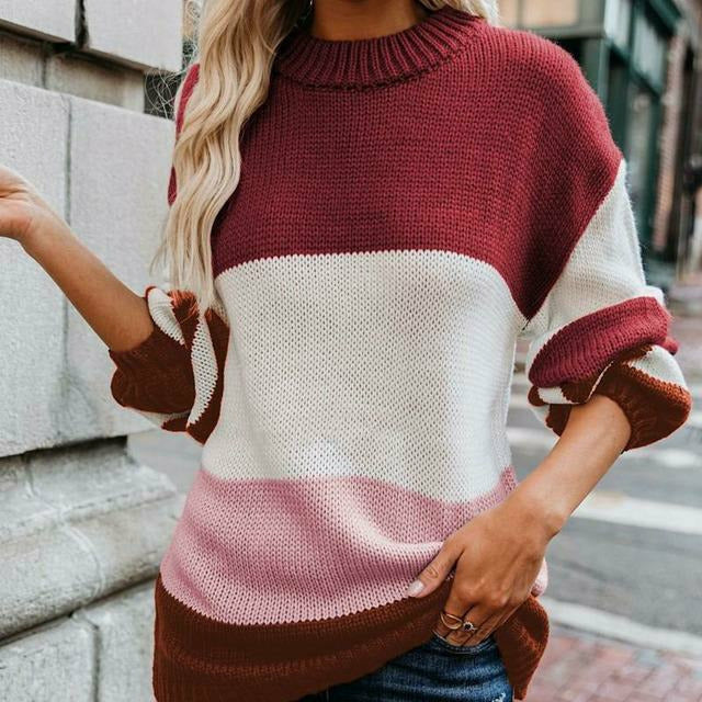 Studio Harvyn | Women - Striped Knit Jumper - Double Stitch Style