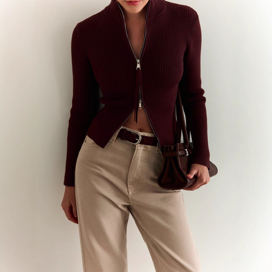 Studio Harvyn | Women - Knitted High Collar Zip Jumper