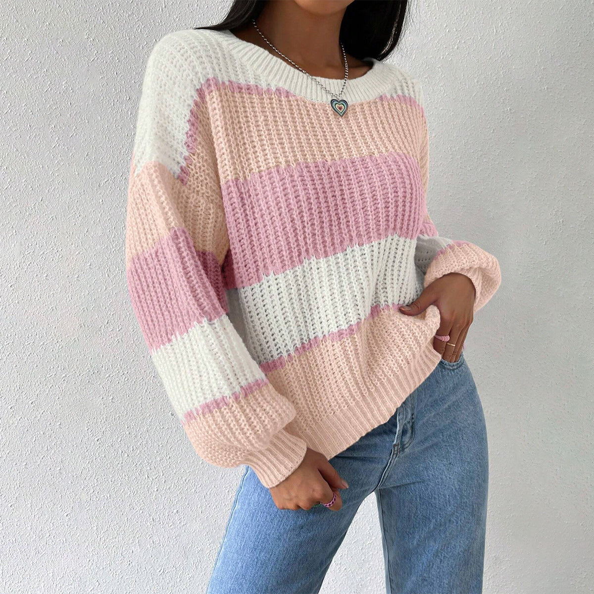 Studio Harvyn | Women – Long Sleeves Knit Striped Jumper - Crew Neck