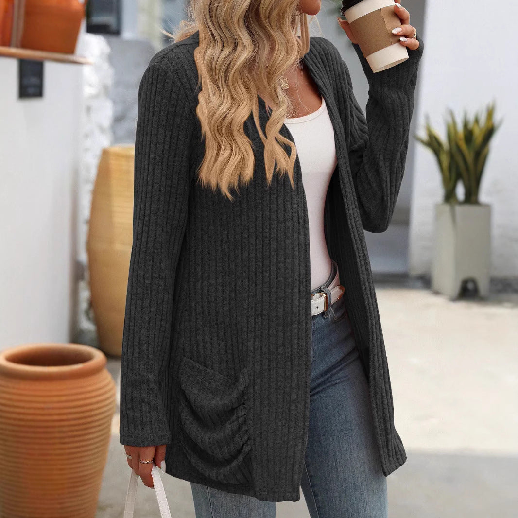 Studio Harvyn | Women - Elegant Ribbed Cardigan with Pockets