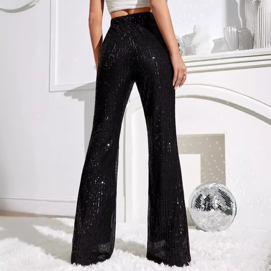 Studio Harvyn | Women - Elegant High-Waisted Trousers with Glitter Details