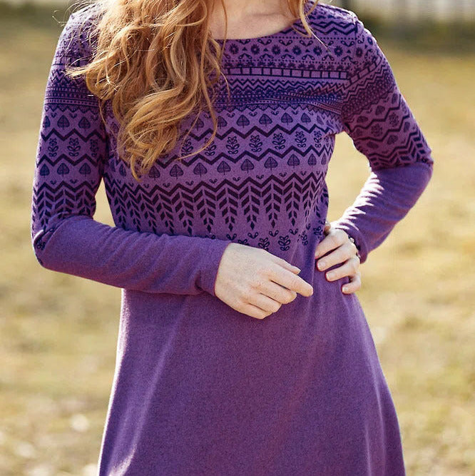 Studio Harvyn | Women - Long Sleeve Ethnic Print Dress - Brushed Fabric