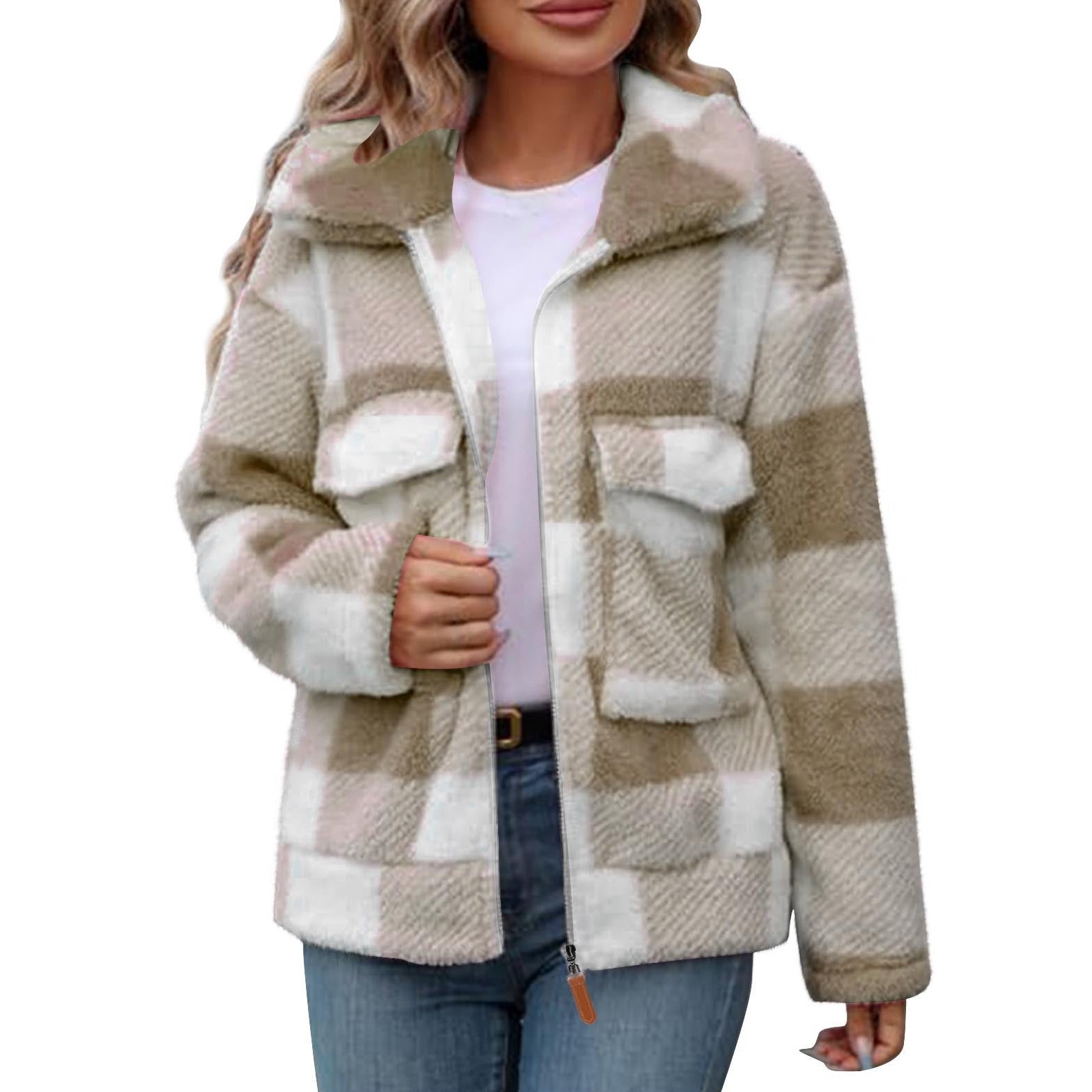 Studio Harvyn | Women - Fleece Jacket - Check Pattern