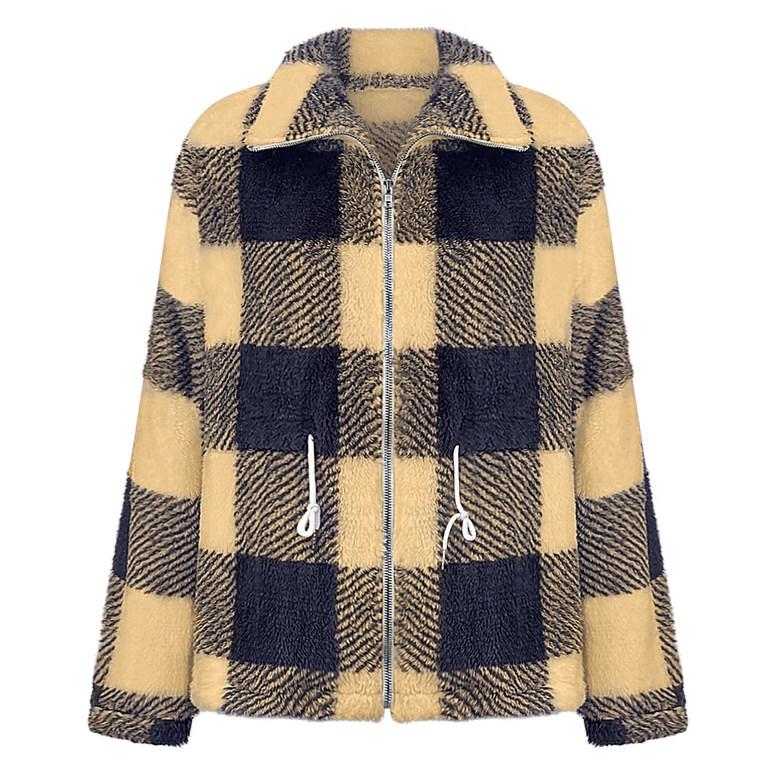 Studio Harvyn | Women -  Checked Plush Jacket with Zip Closure