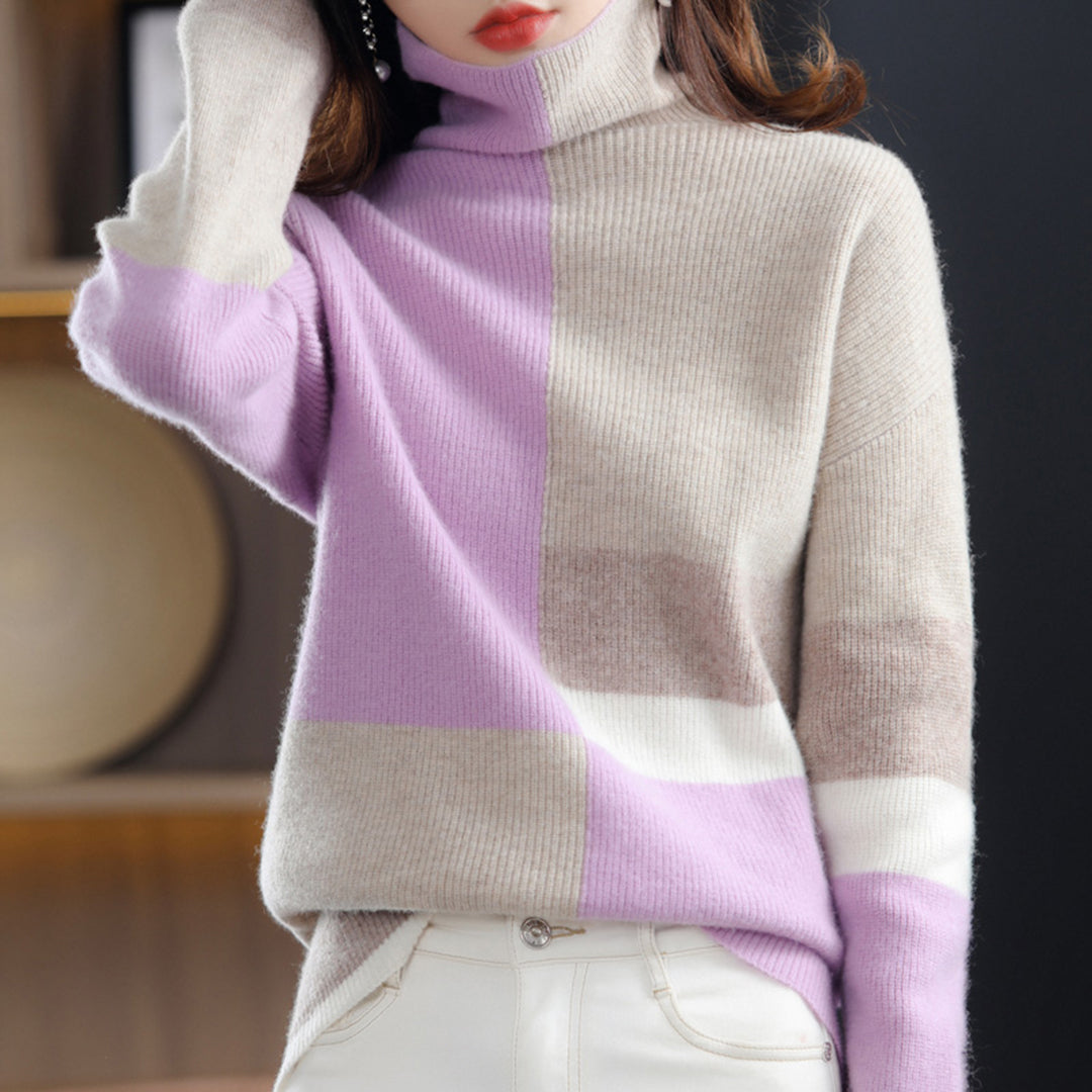 Studio Harvyn | Women - Turtleneck Jumper - Colour Block Style