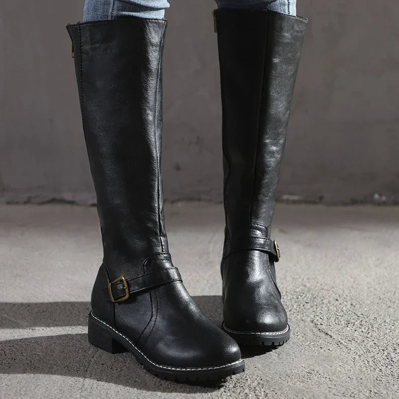 Studio Harvyn | Women – Classic Knee-High Boots with Buckle Detail