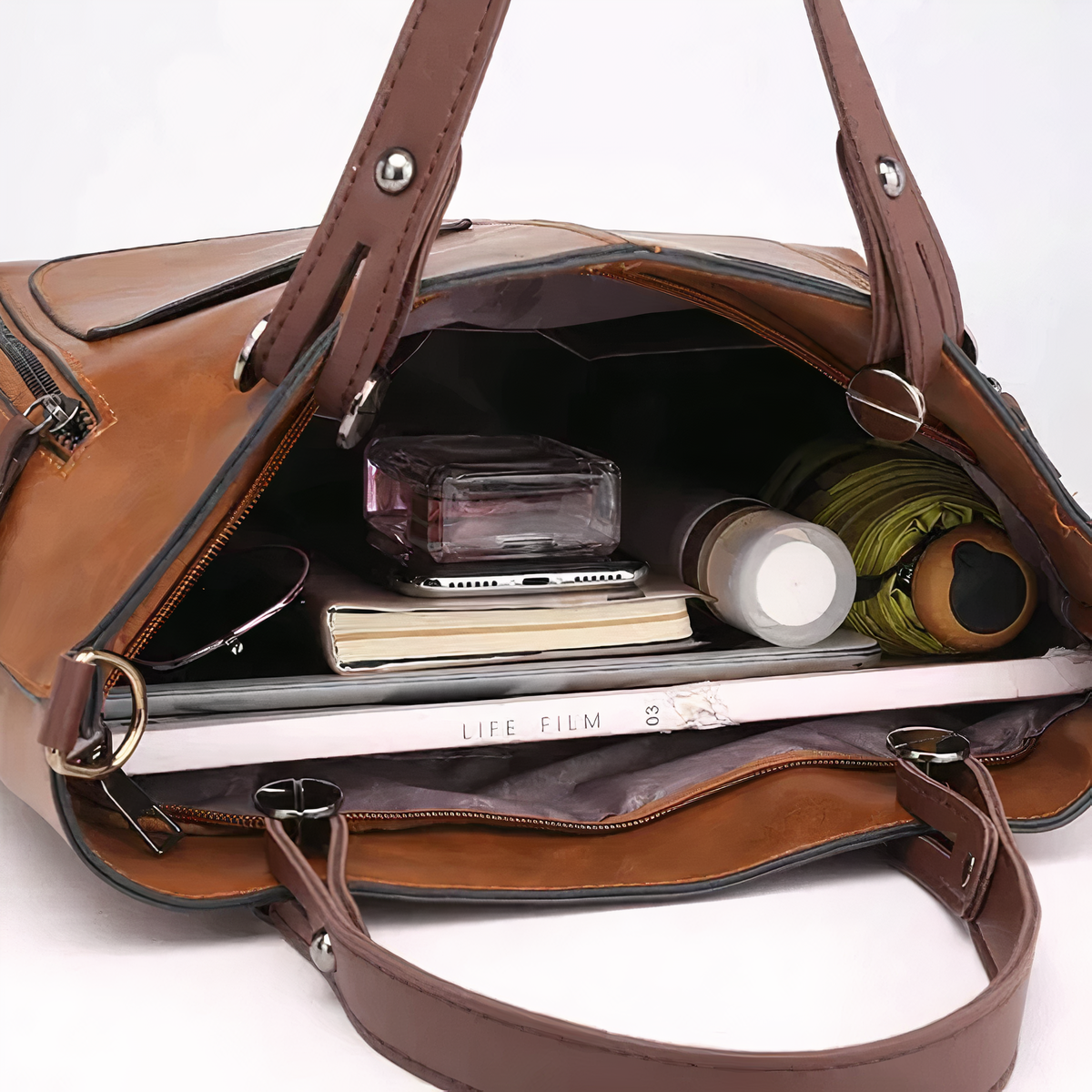 Women's - Vintage-Inspired Leather Shoulder Bag - Stylish & Durable - Perfect Accessory