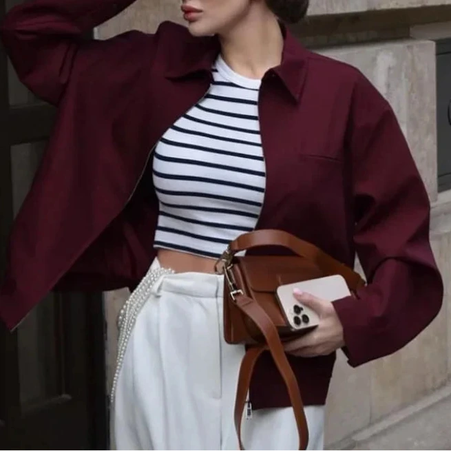 Studio Harvyn | Women – Cropped Bomber Jacket - Modern Fit