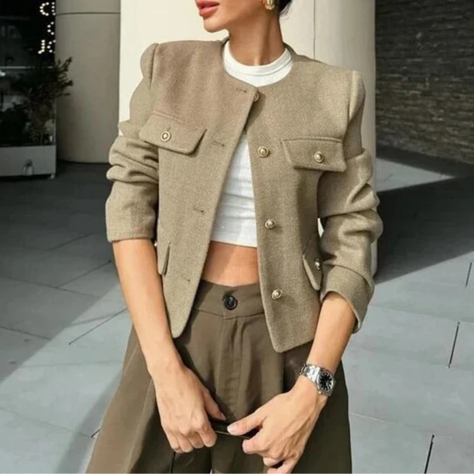 Studio Harvyn | Women – Cropped Bomber Jacket - Round Neck