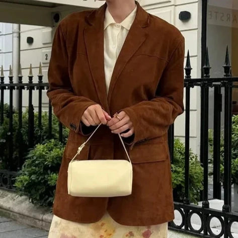 Studio Harvyn | Women – Brown Cropped Blazer Jacket - Chic Style