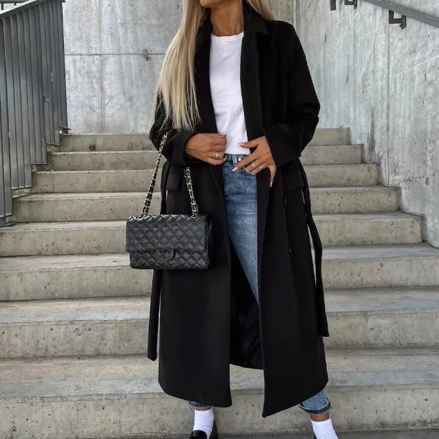 Studio Harvyn | Women - Stylish Chic Long Coat with Lapel Collar