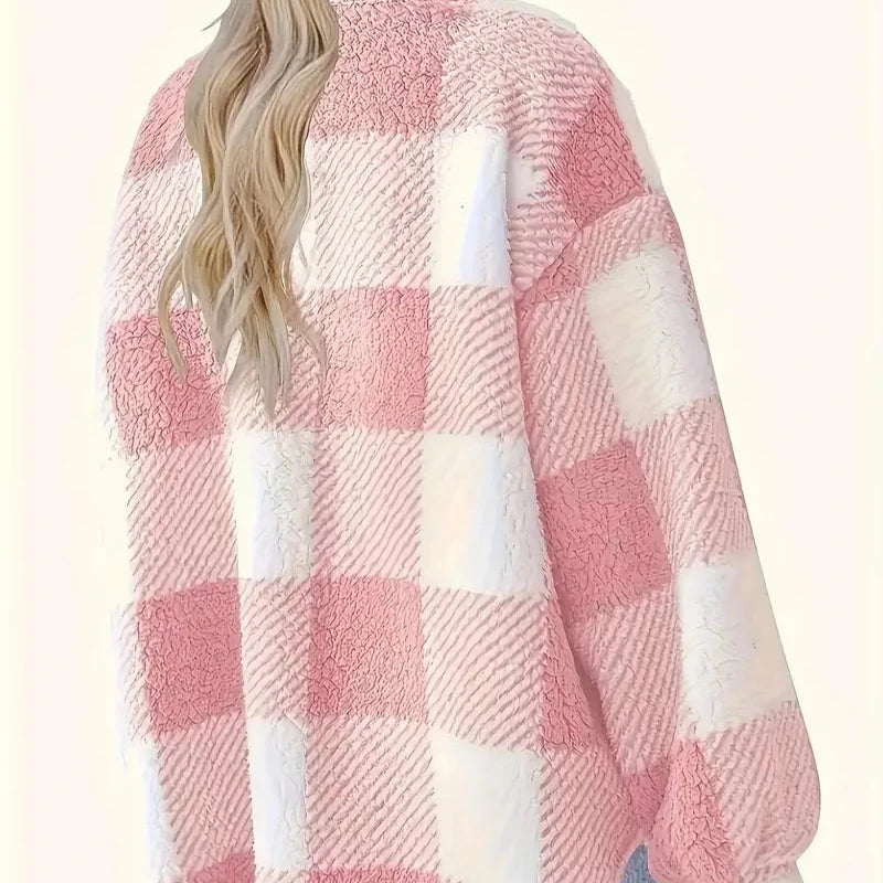 Studio Harvyn | Women - Checkered Fleece Jacket - Cozy & Warm