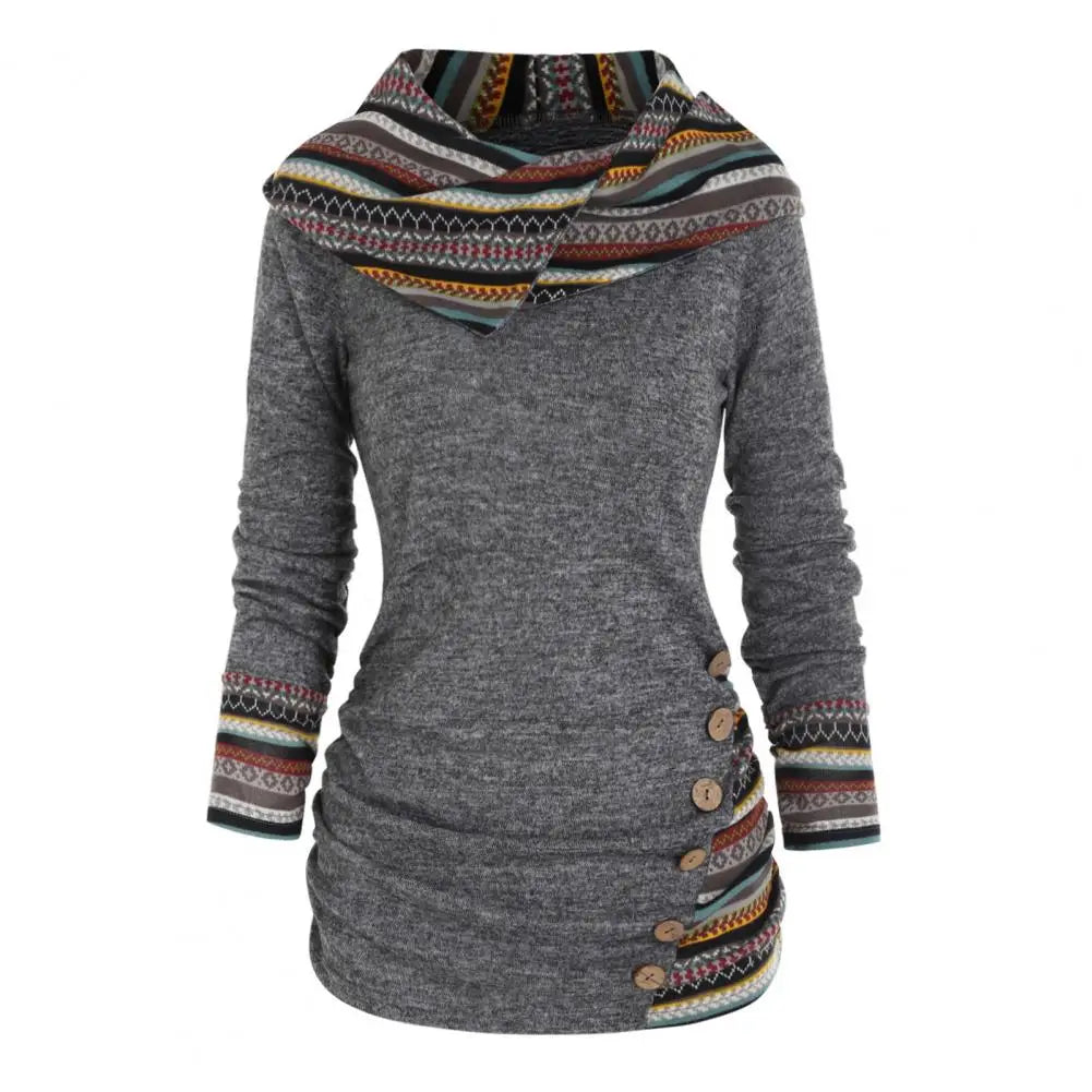 Studio Harvyn | Women - Ethno-Style Hooded Winter Sweatshirt