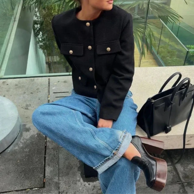 Studio Harvyn | Women – Cropped Bomber Jacket - Round Neck