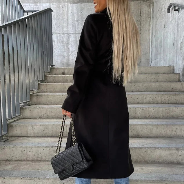 Studio Harvyn | Women - Stylish Chic Long Coat with Lapel Collar