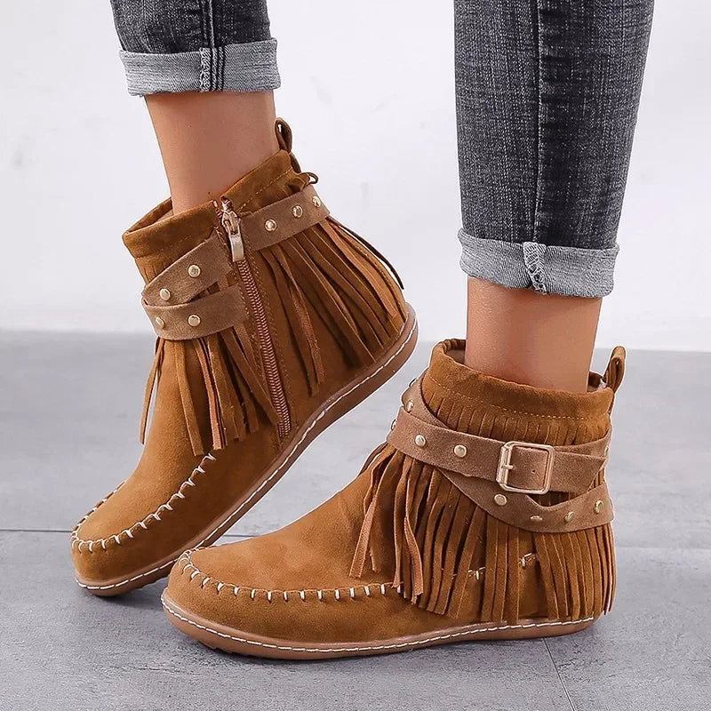 Studio Harvyn | Women - Moccasin Ankle Boots - Soft Suede