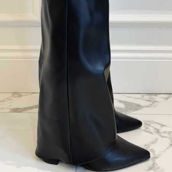 Studio Harvyn | Women - Knee-High Boots - Pointed Toe Leather Zip