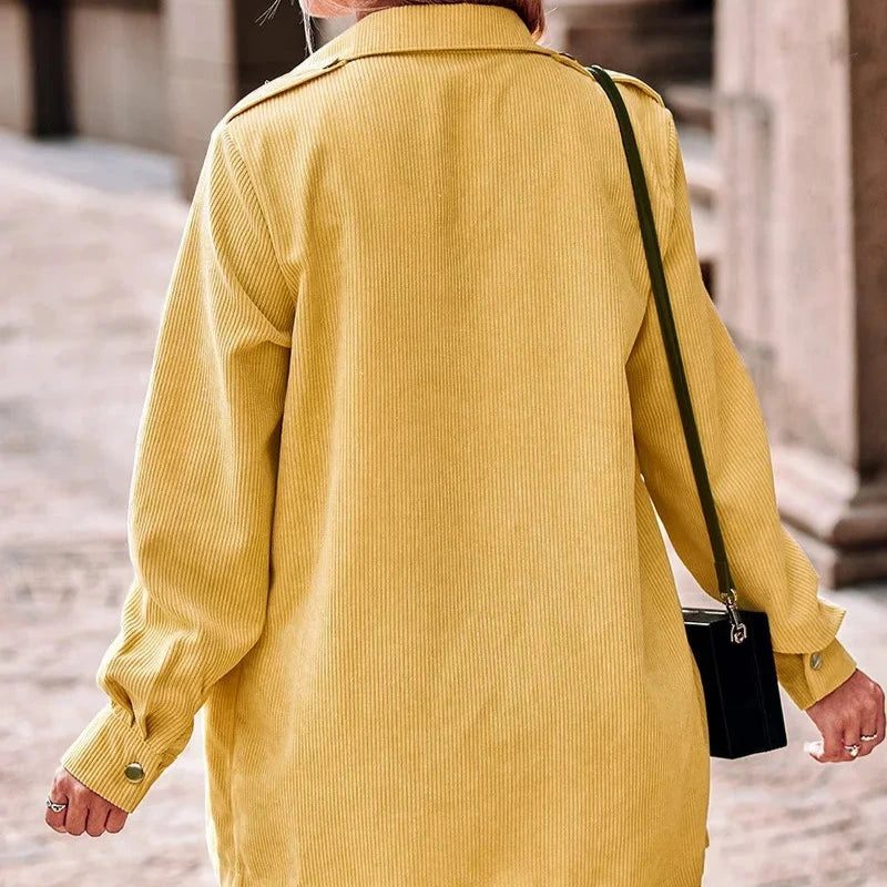 Studio Harvyn | Women - Yellow Corduroy Stylish Jacket - Classic Style