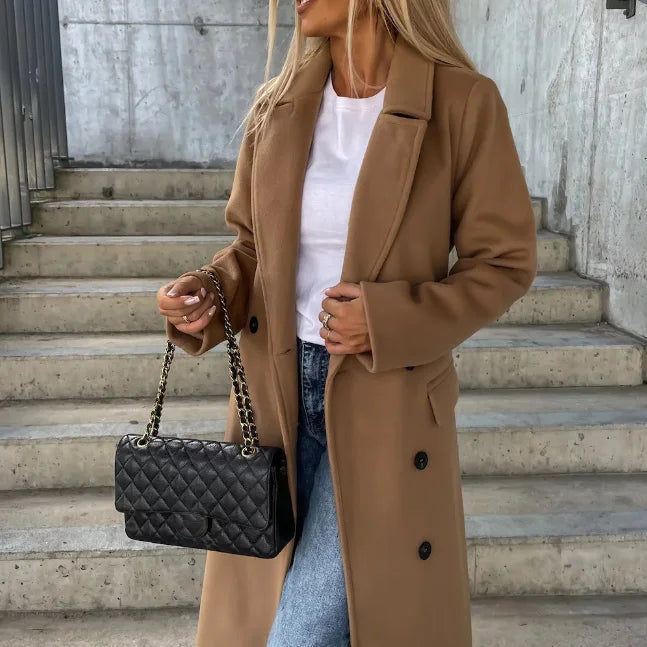 Studio Harvyn | Women - Stylish Chic Long Coat with Lapel Collar