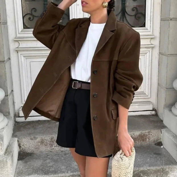 Studio Harvyn | Women – Brown Cropped Blazer Jacket - Chic Style