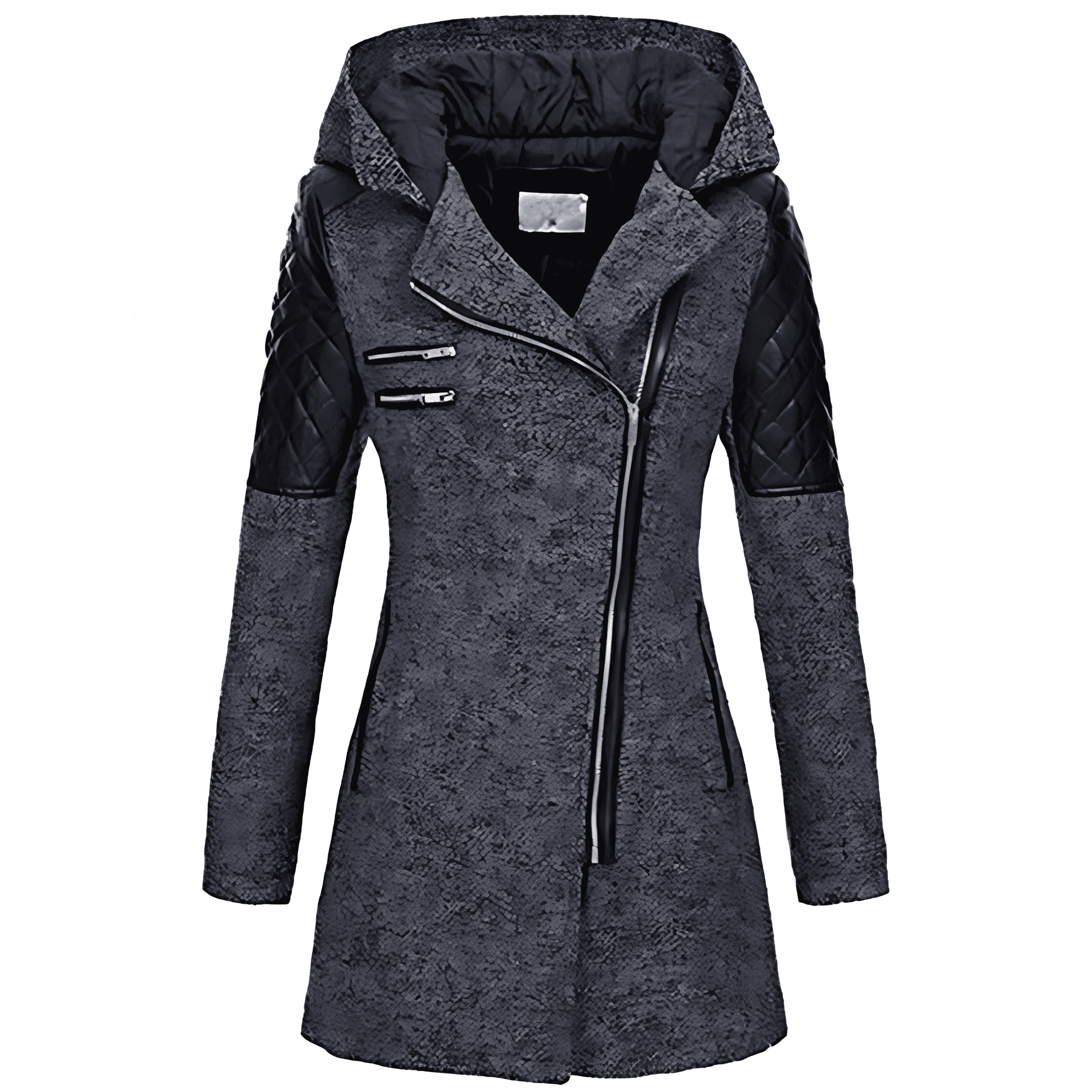 Studio Harvyn | Women - Asymmetric Zip Coat - Quilted Panels