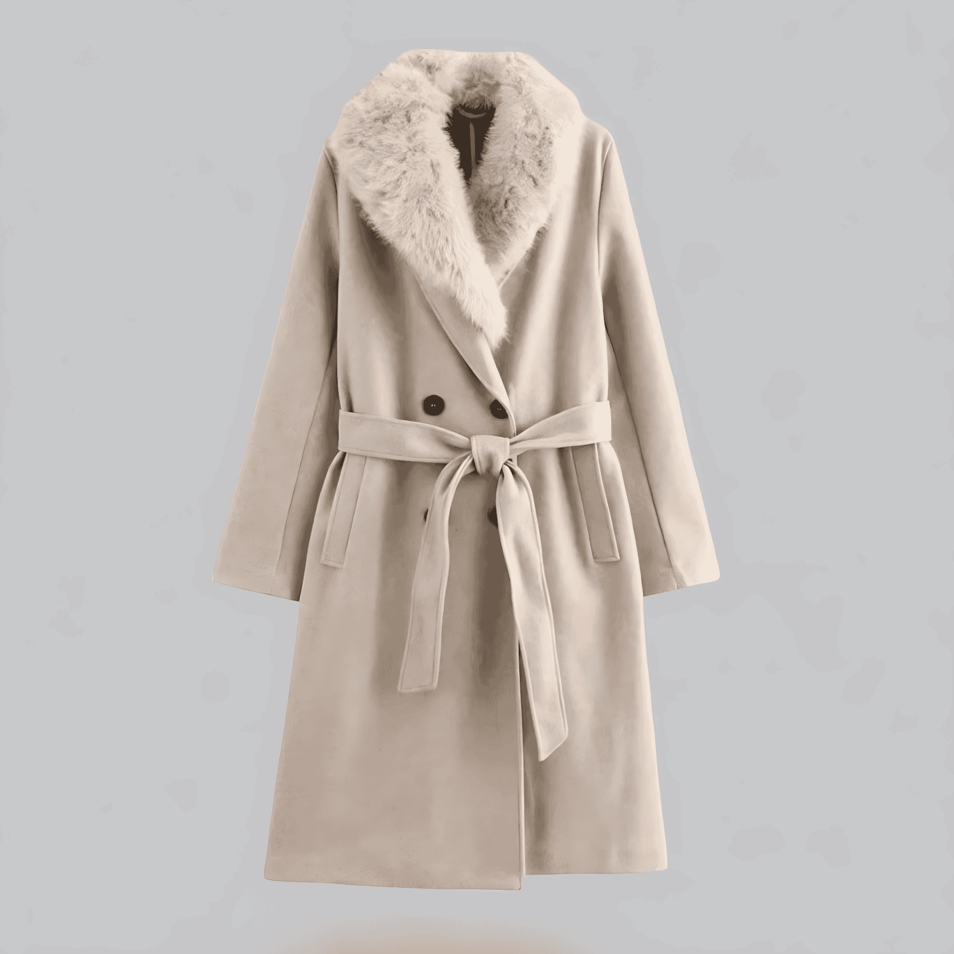 Studio Harvyn  Women - Beige Trench Coat - Faux Fur